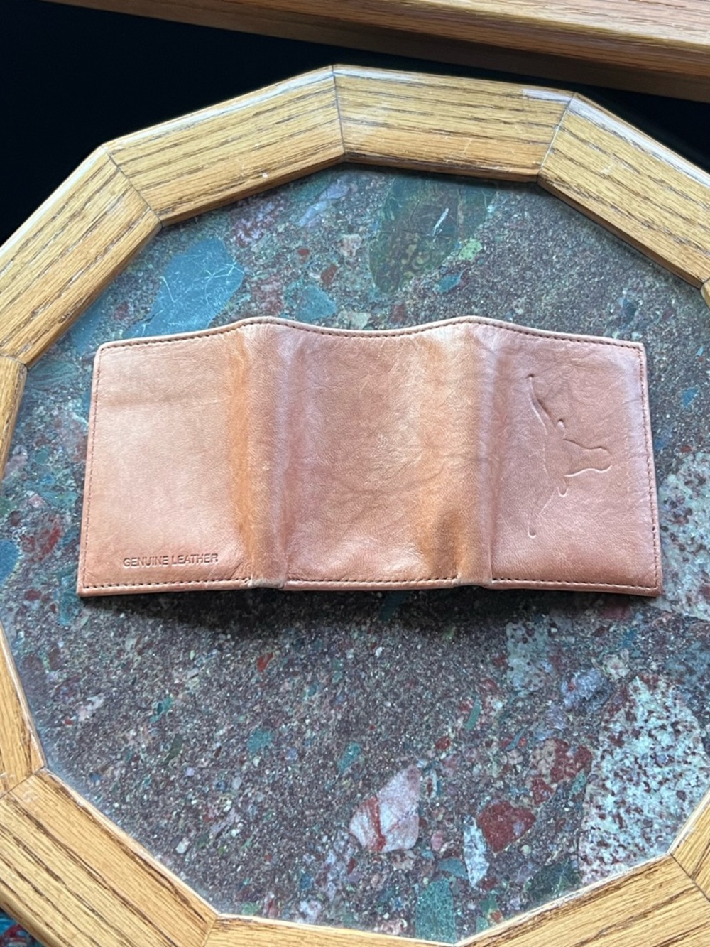 Leather Trifold Wallet with Texas Longhorn Stamp - Picture 2 of 7